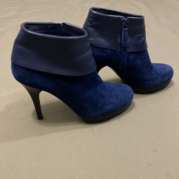BALENCIAGA PARIS 299984 blue color leather and suede Womens Boots size 36 -US 5” - Picture 1 of 16
